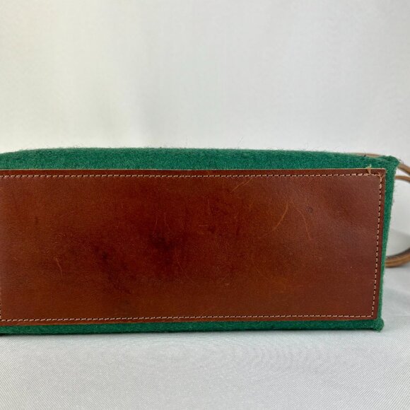 SALE! Lovi Petite Tote in Forest Green Wool Felt Leather Trim - Like New - Picture 10 of 13